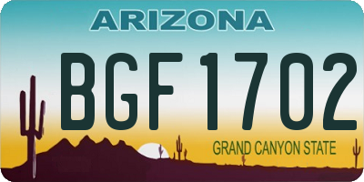 AZ license plate BGF1702