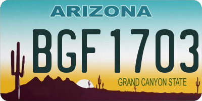 AZ license plate BGF1703