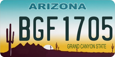 AZ license plate BGF1705