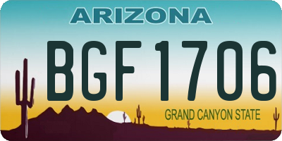 AZ license plate BGF1706