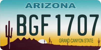 AZ license plate BGF1707