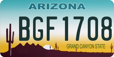 AZ license plate BGF1708