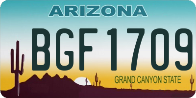 AZ license plate BGF1709