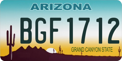 AZ license plate BGF1712