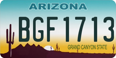 AZ license plate BGF1713