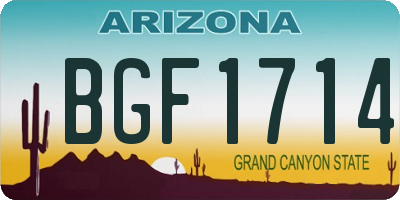 AZ license plate BGF1714