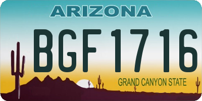 AZ license plate BGF1716