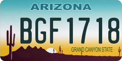 AZ license plate BGF1718