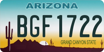 AZ license plate BGF1722