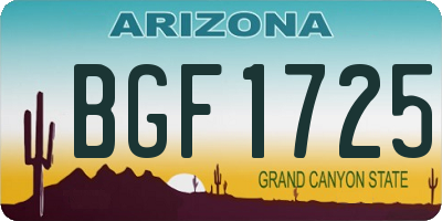 AZ license plate BGF1725
