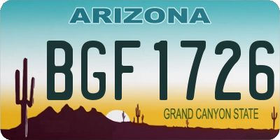 AZ license plate BGF1726