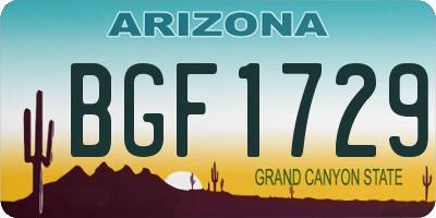 AZ license plate BGF1729
