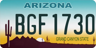 AZ license plate BGF1730