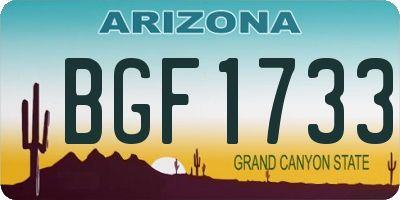 AZ license plate BGF1733