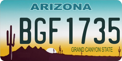 AZ license plate BGF1735