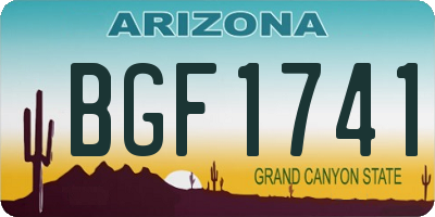 AZ license plate BGF1741