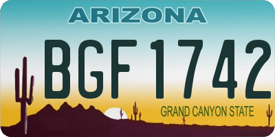 AZ license plate BGF1742