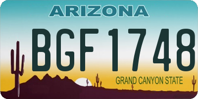 AZ license plate BGF1748
