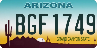 AZ license plate BGF1749