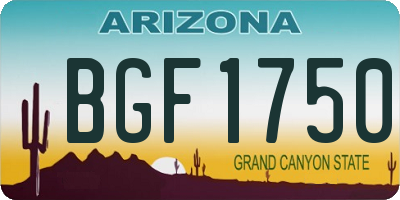 AZ license plate BGF1750