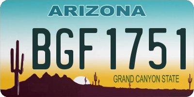 AZ license plate BGF1751