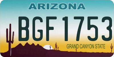 AZ license plate BGF1753