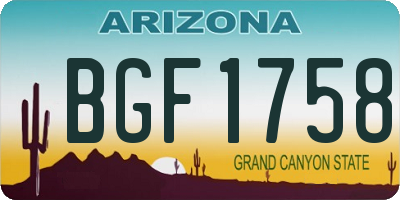 AZ license plate BGF1758
