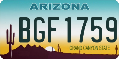 AZ license plate BGF1759