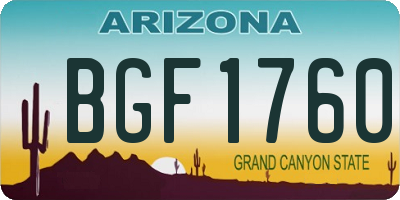 AZ license plate BGF1760
