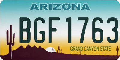 AZ license plate BGF1763