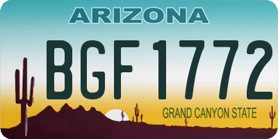 AZ license plate BGF1772