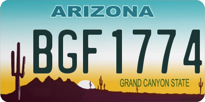 AZ license plate BGF1774