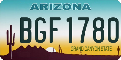 AZ license plate BGF1780