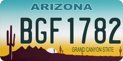 AZ license plate BGF1782