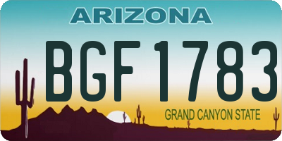 AZ license plate BGF1783