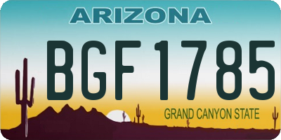 AZ license plate BGF1785