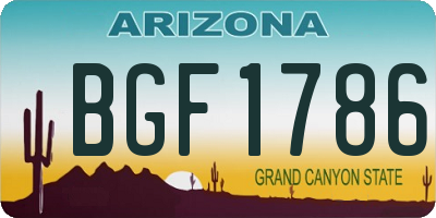 AZ license plate BGF1786
