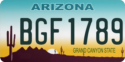 AZ license plate BGF1789