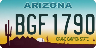 AZ license plate BGF1790