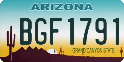 AZ license plate BGF1791