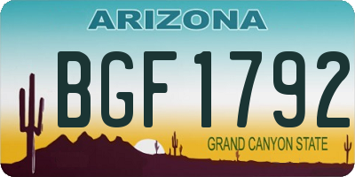 AZ license plate BGF1792