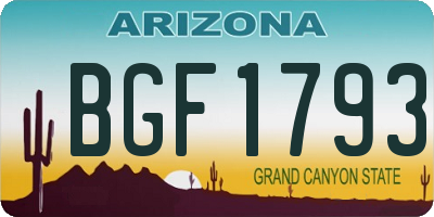 AZ license plate BGF1793