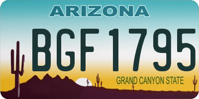 AZ license plate BGF1795
