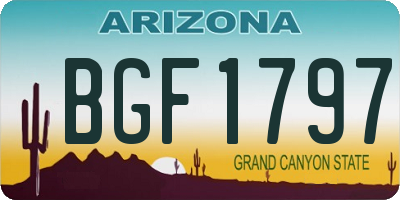 AZ license plate BGF1797