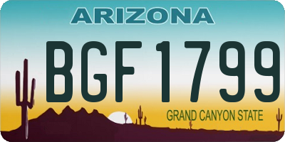 AZ license plate BGF1799