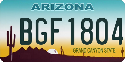 AZ license plate BGF1804