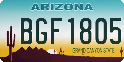AZ license plate BGF1805