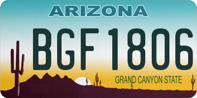 AZ license plate BGF1806