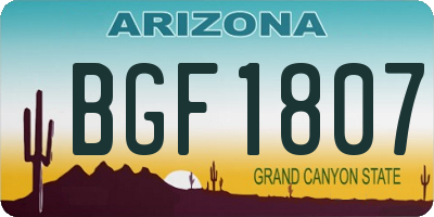 AZ license plate BGF1807
