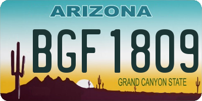 AZ license plate BGF1809